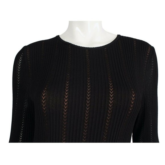 ALAIA Black Long Sleeve Laser Cut Ruffle Hem Dress - Picture 8 of 11